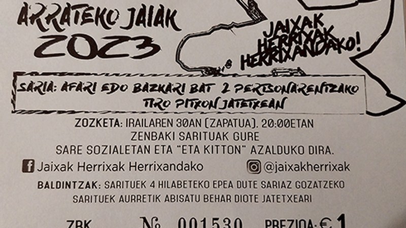 1.525 zenbakiak eraman du Arrateko jaietako zozketako saria