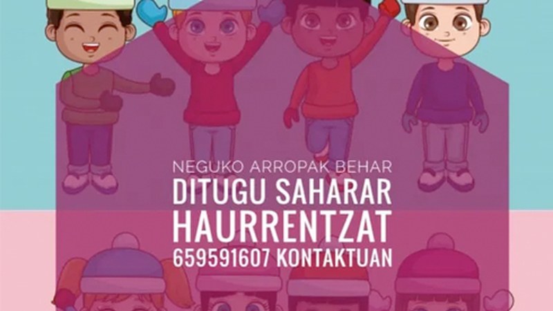 Saharako haurrei bidaltzeko neguko arropak bilduko dituzte astelehen arratsaldean