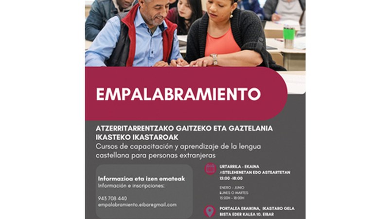 Empalabramiento: atzerritarrentzako gaitzeko eta gaztelania klaseak egongo dira 2023an Portalean