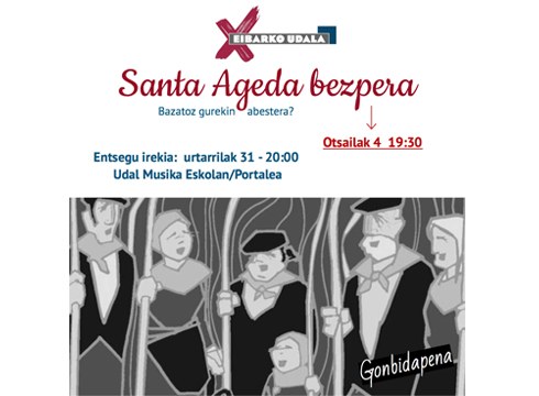 Santa Ageda bezpera prestatzeko entsegu irekia egingo da Musika Eskolan urtarrilaren 31n