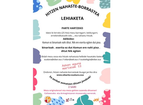 "Hitzen nahaste-borrastea" lehiaketa antolatu du euskara zerbitzuak euskaltegiekin batera