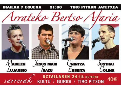 Arrate bezperako bertso afarirako sarrerak salgai