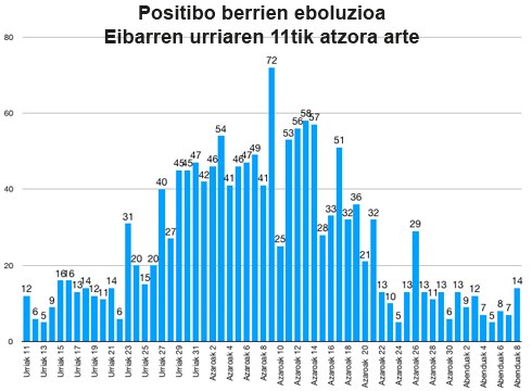14 positibo berri zenbatu dituzte Eibarren, 20 eskualde osoan