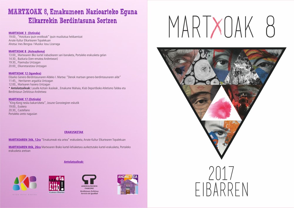 2017ko Martxoaren 8ko programazioa Eibarren "Elkarrekin Berdintasuna Sortzen"