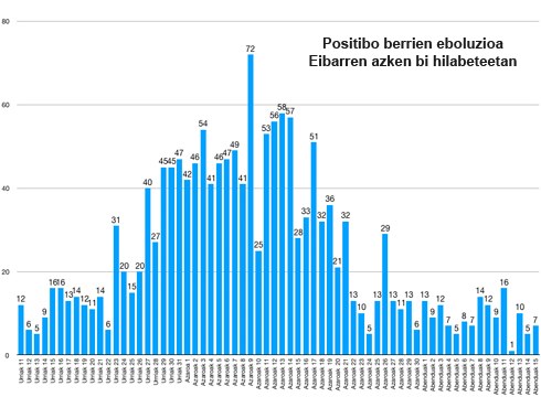 7 kasu berri azken orduetan Eibarren, 447ko intzidentzia-tasarekin