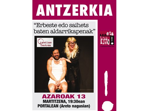 Adan eta Evaren harremana Evaren ikuspegitik kontatzen duen antzezlana gaur Portalean