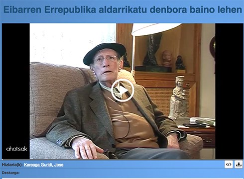 Ahotsak proiektuko bideoan Jose Kareagak Errepublika aldarrikatu zen egunari buruz egiten du berba