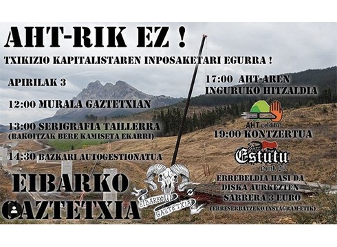 ‘AHT-rik ez!’ eskatzeko saioa egingo dute apirilaren 3an gaztetxean