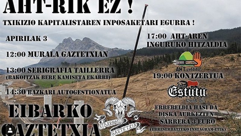 ‘AHT-rik ez!’ eskatzeko saioa egingo dute apirilaren 3an gaztetxean
