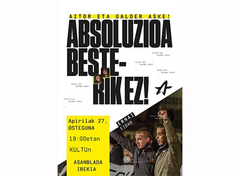Aitor Zelaia eta Galder Barbado gazteen auzia dela eta, asanblada irekia egingo da bihar Kultun