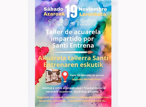 Akuarela tailerra eskainiko dute dohainik Ipuruako merkatu plazan