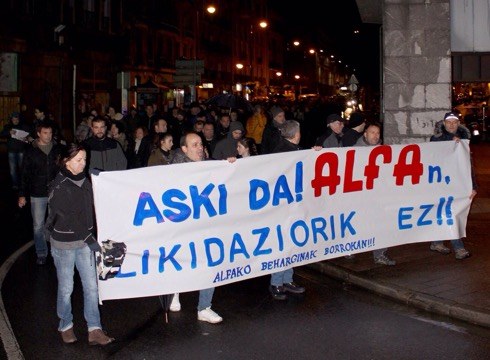 ALFAko langileek manifestazioa deitu dute gaurko, 19:00etan Untzagatik abiatuta