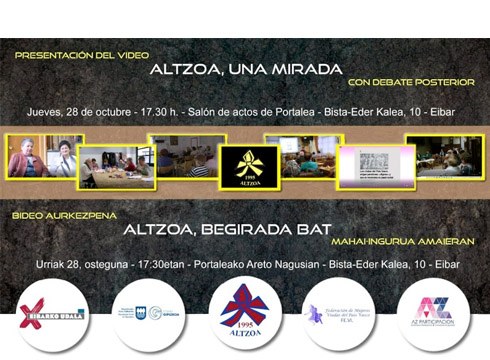 Altzoa elkarteak "Altzoa: begirada bat" dokumentala aurkeztuko du urriaren 28an