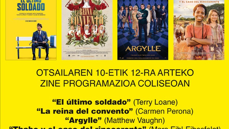 “Argylle” eta “La reina del convento” Coliseo antzokiko astebururako zine-karteldegian
