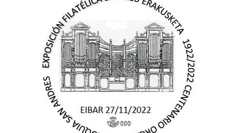 Arrate Filatelia Elkarteak San Andres elizako organoa eta Fidel Saez omenduko ditu