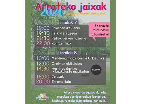 Arrateko Jaiak ospatzeko egitaraua prestatu du Jaixak Herrixak Herrixandakok