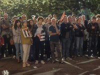 Arratsaldean ere ehundaka eibartar elkartu dira Untzagan, Gernika Palestina herri ekimenak egindako deiari erantzunez
