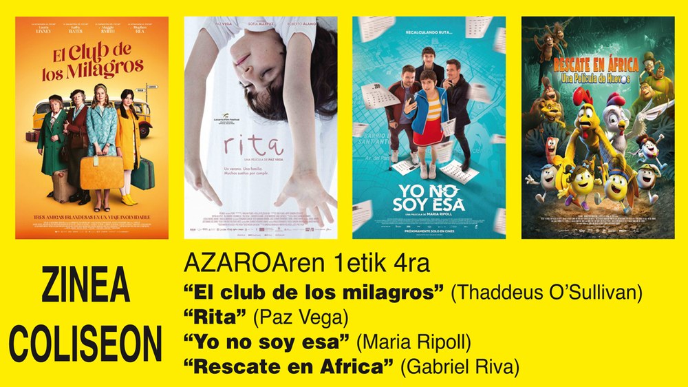 Asteburu honetako zine-karteldegiak lau egun hartuko ditu, bihartik hasita