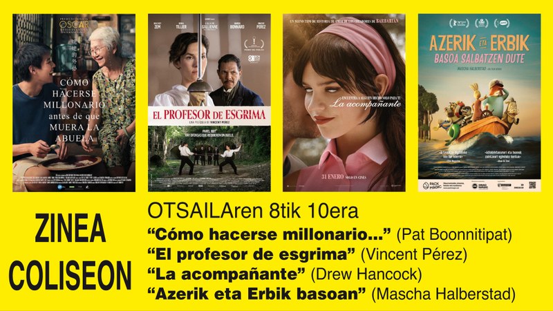 Asteburuko animaziozko pelikula euskaraz proiektatuko dute