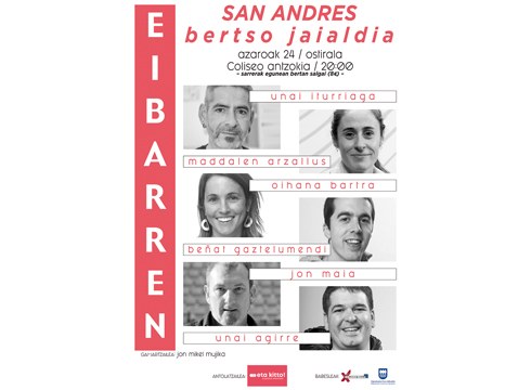 Azaroaren 24an, barixakua, egingo da San Andres Bertso Jaialdia Coliseon