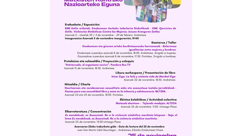 Azaroaren 25eko egitaraua martxan dago Eibarren