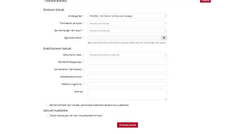 Beharrezkoa da aldez aurretiko hitzordua izatea Pegorara joateko eta Internet bidez egin daiteke eskaera