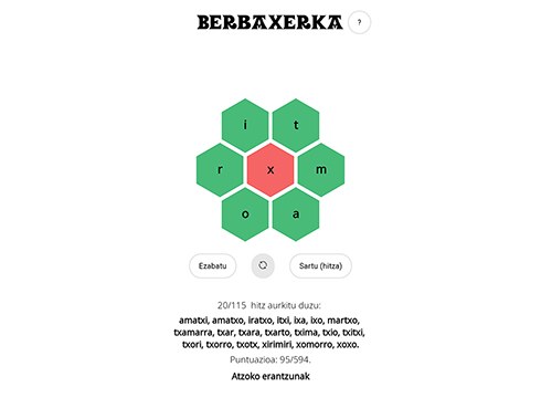 Berbaxerka euskerazko hitz jokoa sortu dute