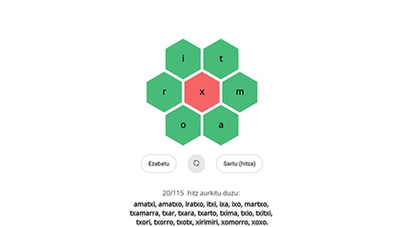 Berbaxerka euskerazko hitz jokoa sortu dute