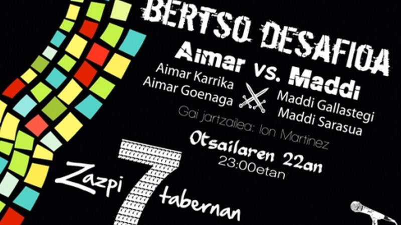 Bertso desafioa egingo da barixakuan Zazpi tabernan