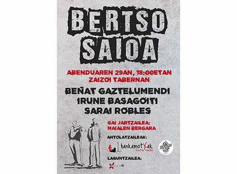 Bertso saioa egingo da etzi arratsaldean Zai Zoi tabernan
