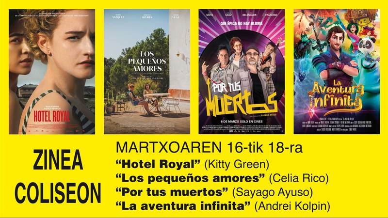 Bi drama eta komedia bat asteburuko Coliseoko zine-karteldegian