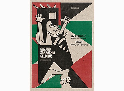 Bihar 19:00etan kontzentrazioa egingo da Untzagan, Gernika-Palestina herri-deialdiarekin bat eginez