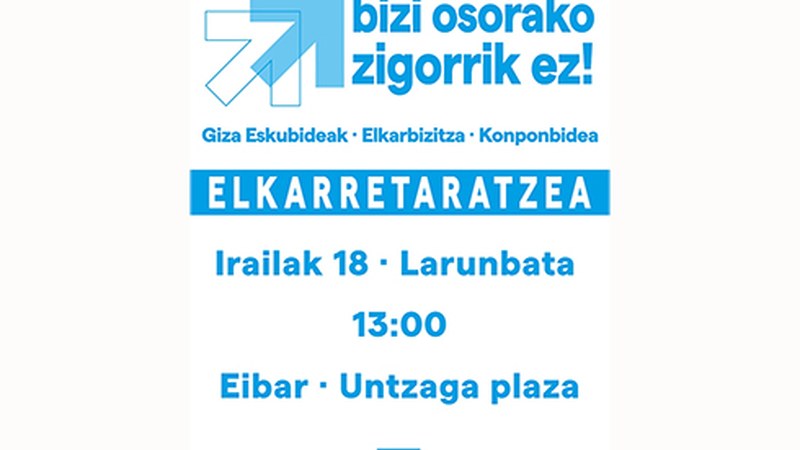 Bihar elkarretaratzea egingo da Untzagan, bizi osorako zigorren aurka eta giza eskubideen alde