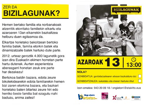 "Bizilagunak" bazkarian parte hartzeko aukera ezinhobea