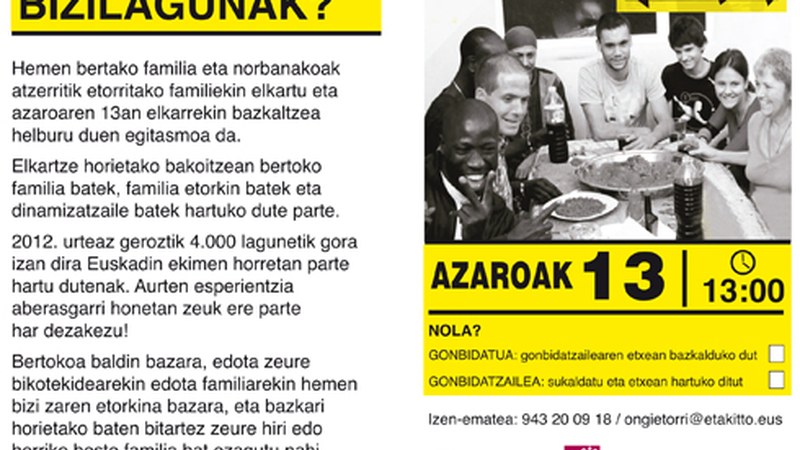 "Bizilagunak" bazkarian parte hartzeko aukera ezinhobea