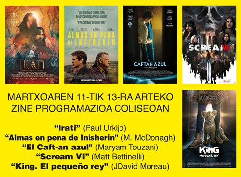 Bost pelikula izango dira Coliseoko astebururako zine-programazioan