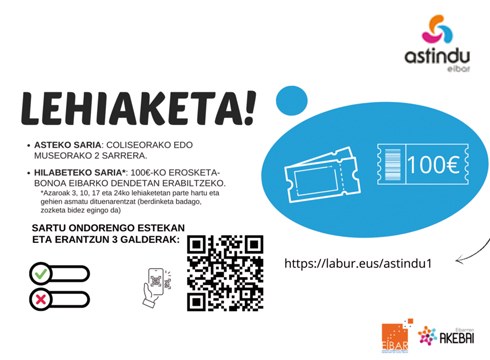 Coliseo eta Museorako sarrerak eta 100 euroko erosketa-bonoa jokoan ASTINDU EIBAR lehiaketan