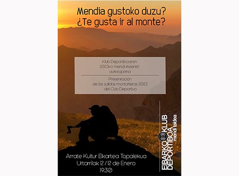 Deporreko mendi taldeak aurtengo irteeren aurkezpen publikoa egingo du eguenean