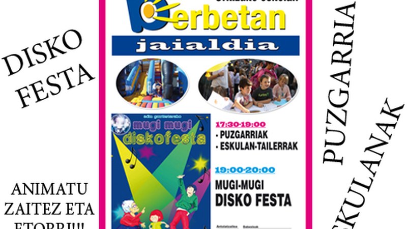 Disko festa, puzgarriak eta eskulanak barixakuko BERBETAN jaialdian