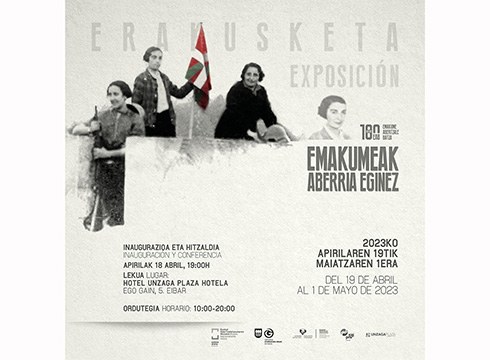 "EAB 100 urte. Emakumeak Aberria eginez" erakusketa bisitatu daiteke Unzaga Plaza hotelean