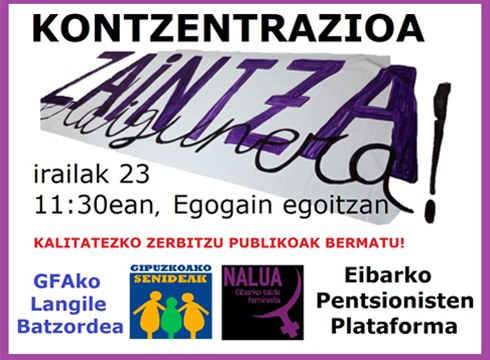 Egogain gerontologikoko langileek kontzentrazioa antolatu dute 23an