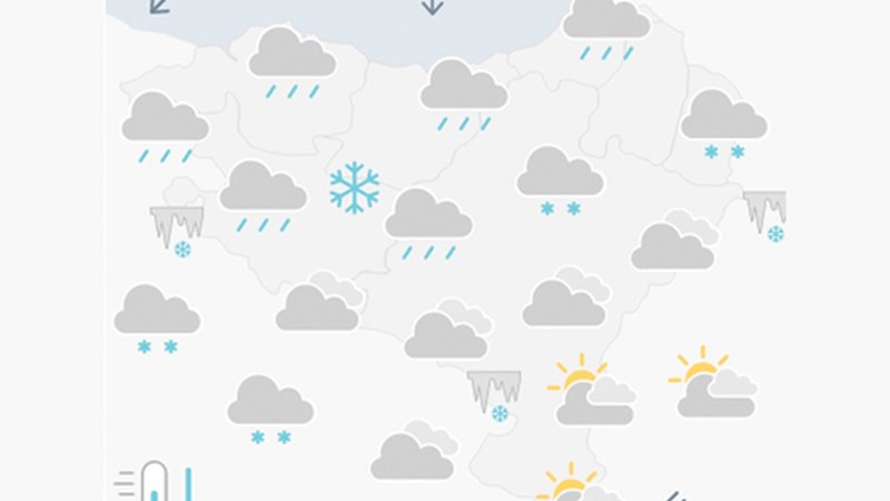 EGURALDIA | Euri gehiago egingo du gaur eta tenperaturak jaitsi egingo dira