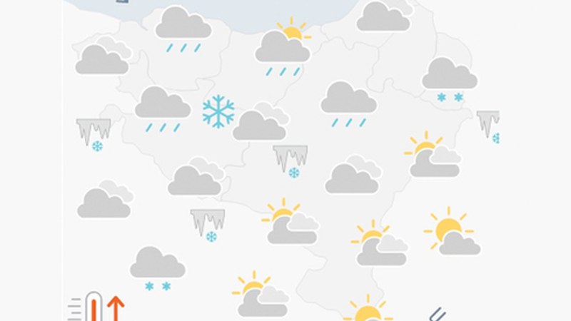EGURALDIA | Euria egingo du eguerditik aurrera eta tenperatura maximoak igo egingo dira