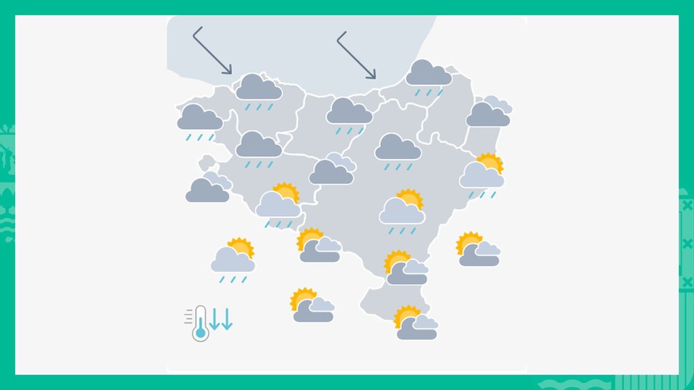 EGURALDIA | Euria egingo du egunaren erdiko orduetan