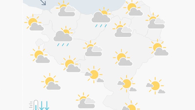 EGURALDIA | Euria egingo du eta tenperaturak jaitsiko dira arratsaldean
