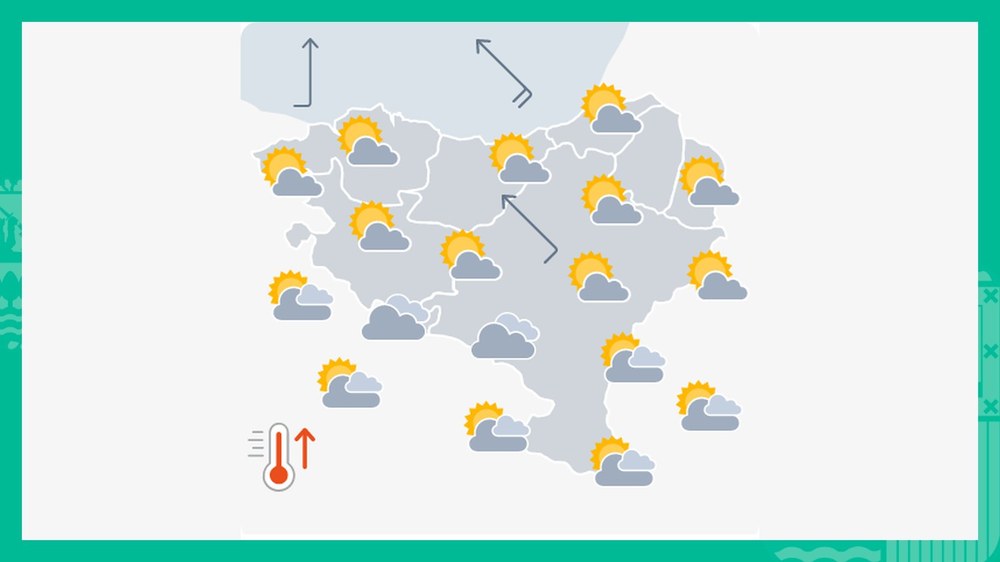 EGURALDIA | Hego-haizeak tenperatura beroagoak ekarriko ditu
