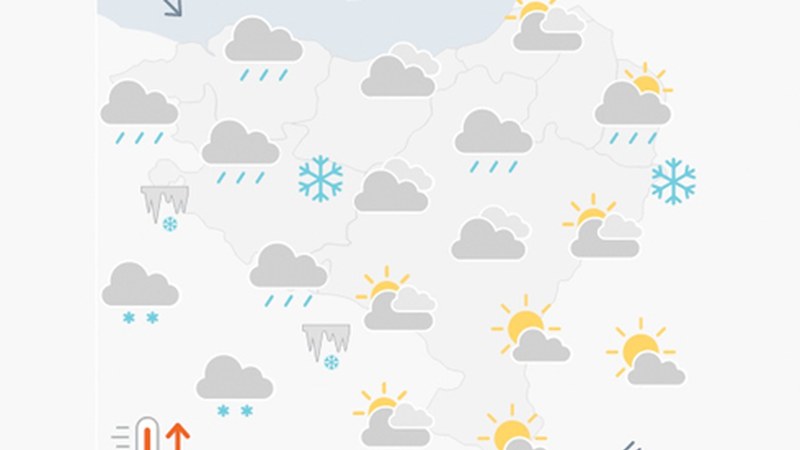 EGURALDIA | Hodeitsu eta euritsu jarraituko du eguraldiak gaur ere
