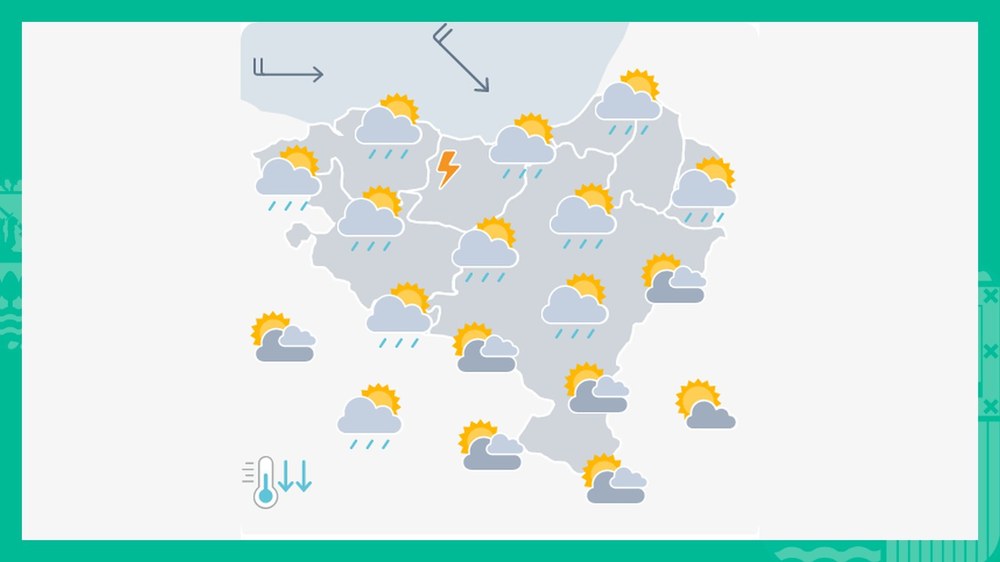 EGURALDIA | Zerua lainotsu egongo da eta zaparradak botako ditu