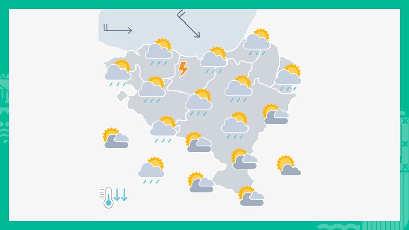 EGURALDIA | Zerua lainotsu egongo da eta zaparradak botako ditu