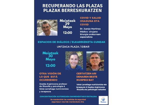 Eguzki Eibar kolektiboak bi hitzaldi ireki antolatu ditu astebururako Untzaga plazan